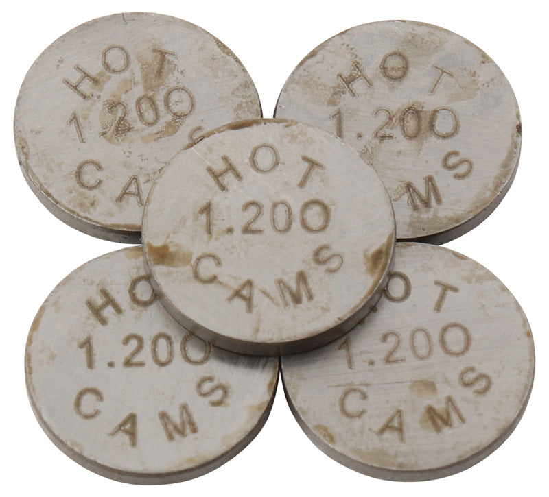 Hot Cams 04-08 400 DVX and 02-16 CRF 450 R valve shim kit, 5-pack, with metal shims for engine performance.