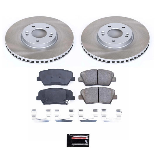 PowerStop front semi-coated brake rotor kit for Kia Sorento 2014-2020, performance brake kit with semi-coated rotors.