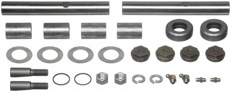 Moog Ford F-100 king pin set bushing kit for models 1975-1979, includes replacement bushings for steering components.