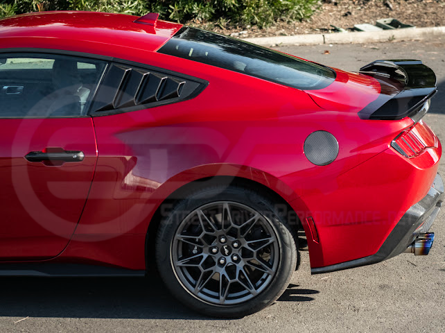 2024-UP FORD MUSTANG | DARKHORSE STYLE GLOSSY BLACK REAR TRUNK LID GURNEY FLAP WICKERBILL WING SPOILER