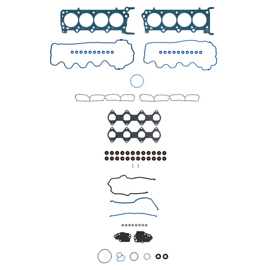 Fel-Pro Ford F-150 PermaTorque engine cylinder head gasket set with multiple gaskets and seals on a white background.