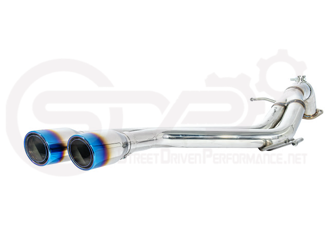 Hyundai Veloster Turbo 2013-2018 exhaust axle back muffler delete with dual 4-inch burnt or chrome tips, aftermarket exhaust upgrade