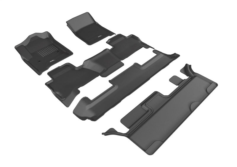 3D MAXpider rubber floor mats for 15-20 GMC Yukon second row bench, Kagu black full set, durable automotive interior protection.