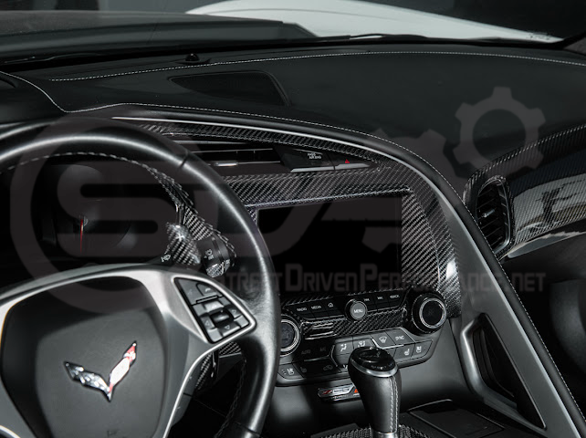 2014-2019 CHEVROLET CORVETTE C7 | FACTORY STYLE DRY CARBON FIBER CENTER INFOTAINMENT INSTRUMENT PANEL CLUSTER TRIM PLATE COVER OVERLAY