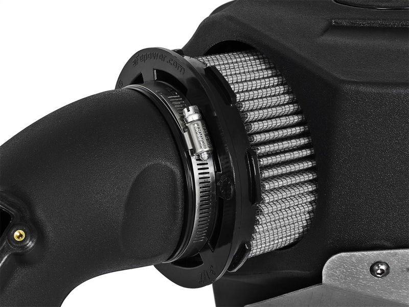 aFe POWER Momentum GT Pro Dry S cold air intake system for 2016-2017 BMW 340i/ix B58 engine showing intake filters and tubing.