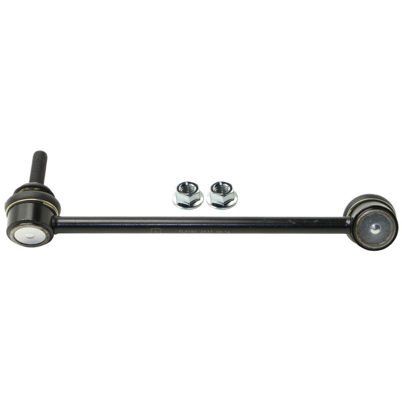 Moog rear left sway bar endlink for 2014-2019 Infiniti Q50 Hybrid, part of the suspension system with metal and rubber components.