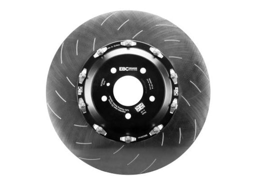 EBC Racing 2012+ Nissan GT-R R35 2-piece front brake rotors, high-performance disc brake components, shown with detailed rotor design