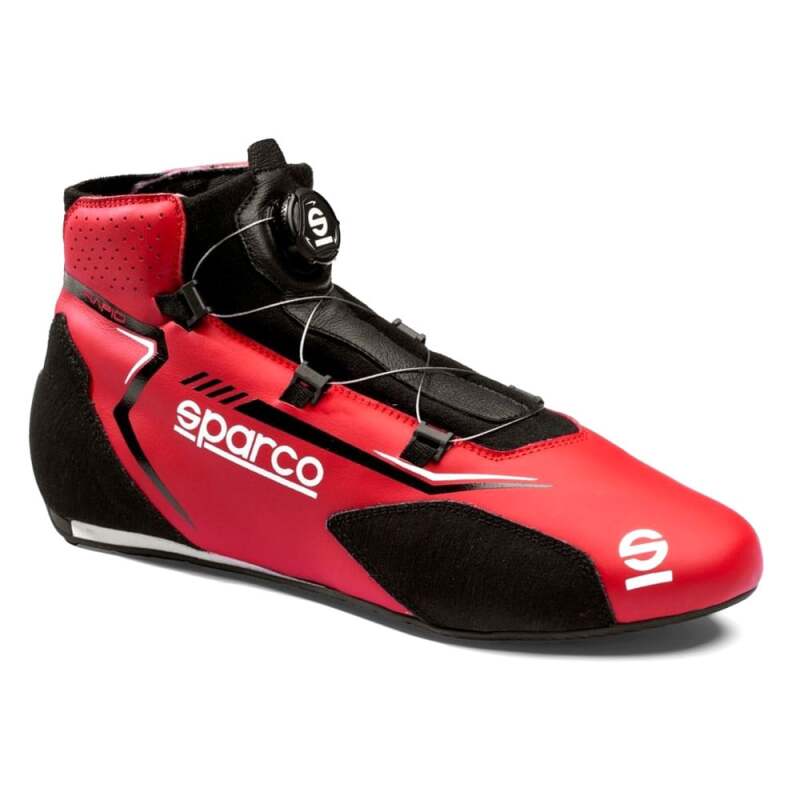 Sparco Rapid RED/BLK racing shoes in size 43 with red and black racing shoe design and racing-specific sole features.