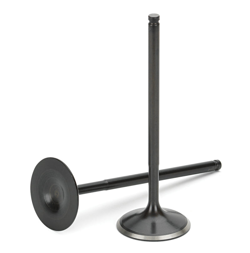 Supertech Audi/VW 2.5T FSI black nitrided intake valves set of 10 with 33.85mm head diameter, showing valve heads and stems.
