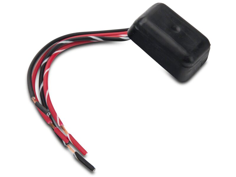 Raxiom Ford Mustang third brake light flasher installed on a 2015-2023 Mustang, showing LED brake light with flasher feature.