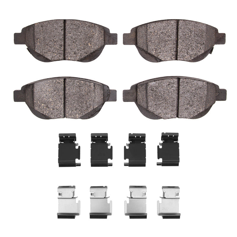 R1 Concepts OE front ceramic brake pads and hardware kit for Fiat 500 (2012-2019) with brake pad components and hardware.