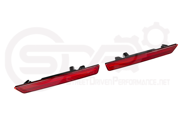 2015-2023 Dodge Challenger | Rear Bumper Side Marker Lens w/ Red LED Reflector Light Pair (Clear / Red / Smoke)