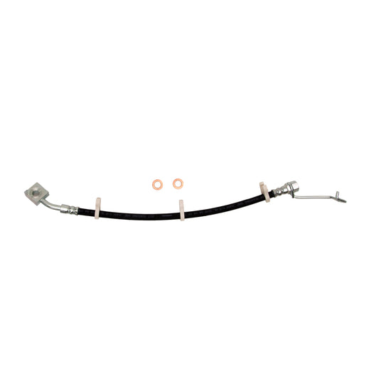 DFC 10-22 Ram 1500 rear brake hose from brake line kit showing flexible rubber hose and metal fittings.