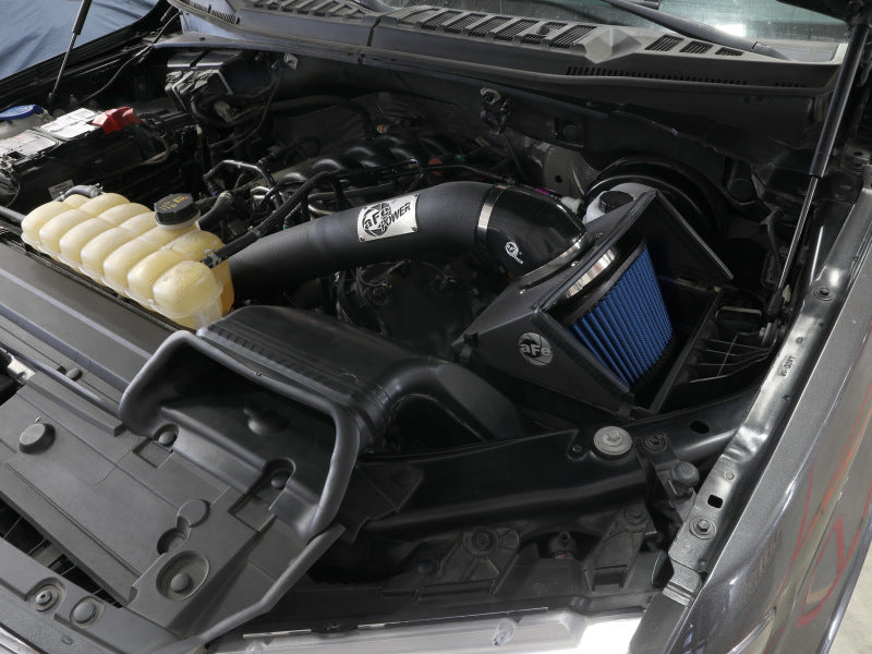 aFe MagnumFORCE Stage-2 Pro 5R cold air intake for 2015 Ford F-150 5.0L V8 engine, showing the high-performance intake system and filter