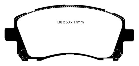 EBC 98-02 Subaru Forester 2.5 Redstuff front brake pads, high-performance brake pads with red friction material for Subaru Forester.