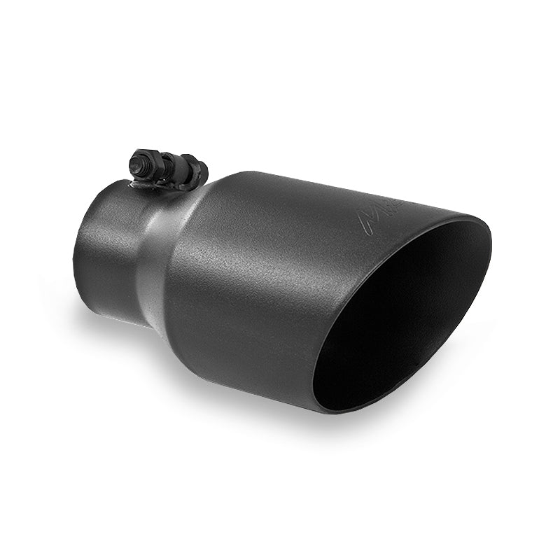 MBRP black universal 4-inch dual wall angled exhaust tip with 2.5-inch inlet and 8-inch length, designed for custom exhaust systems.
