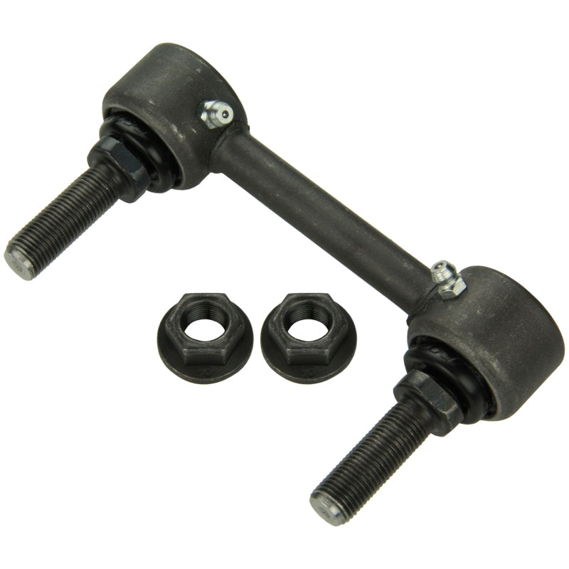 Moog 11-22 Dodge Durango rear sway bar link, automotive sway bar endlink with black metal finish and mounting bushings.