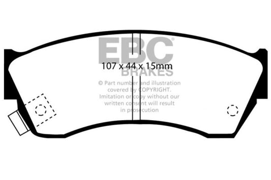 EBC Greenstuff front brake pads for Chevrolet Metro 1.3, high-performance brake pads with green friction material.