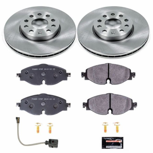 PowerStop front Track Day SPEC brake kit for Audi A3 2015-2018, performance brake components with black finish.