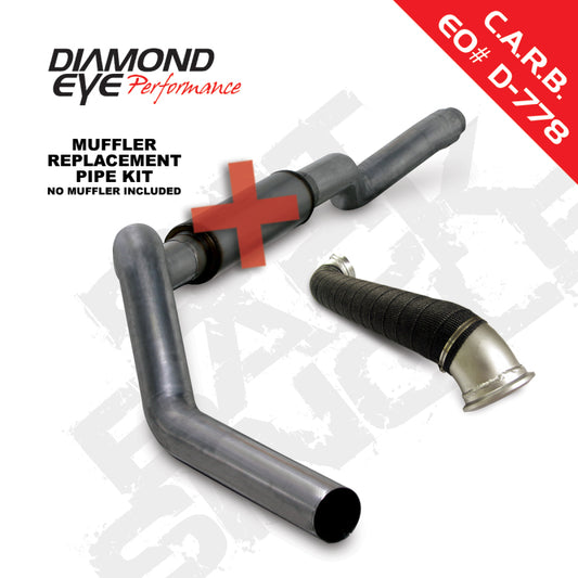 Diamond Eye Performance Catback exhaust for 2006-2007 Chevy/GMC 6.6L Duramax, TDP SS single pipe, with visible polished stainless steel parts.