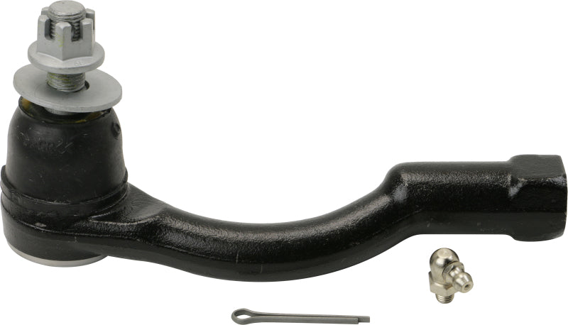 Moog front left outer tie rod for 2011-2014 Hyundai Equus, showing the metal rod with rubber boot and connection ends.