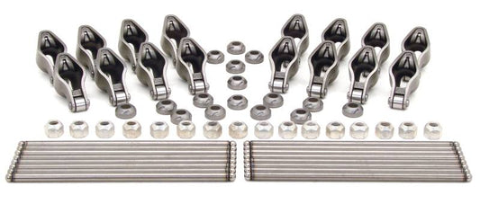 COMP Cams Magnum rocker arm and pushrod kit showing metal rocker arms and pushrods for engine performance.