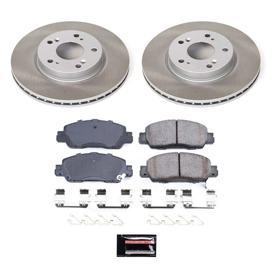 PowerStop front semi-coated brake rotor kit for 2016-2017 Honda Accord, performance brake kit with blank rotors.
