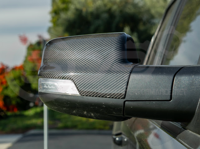 2019-UP RAM 1500 | FACTORY STYLE DRY CARBON FIBER TAPE ON SIDE MIRROR CAP COVERS PAIR