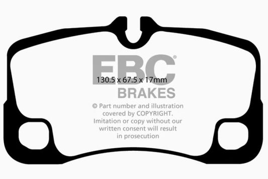 EBC Greenstuff rear brake pads for Porsche 911 (997), high-performance brake pads for enhanced stopping power and durability.