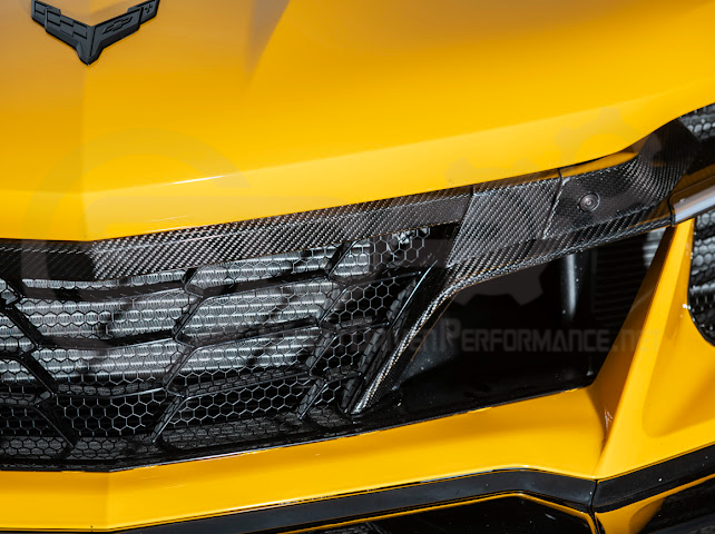 2023-Up Corvette C8 Z06 | Factory Style CARBON FIBER Front Grille License Holder Tow Trim
