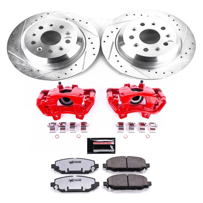 PowerStop rear Z36 brake kit with calipers for 2018-2019 Jeep Wrangler, designed for truck and tow performance.