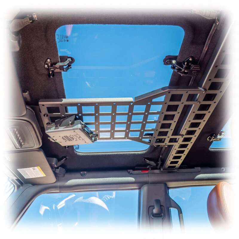 Turn Offroad Ford Bronco cage brace with molle pattern and center mount, rugged hook and handle for offroad utility.