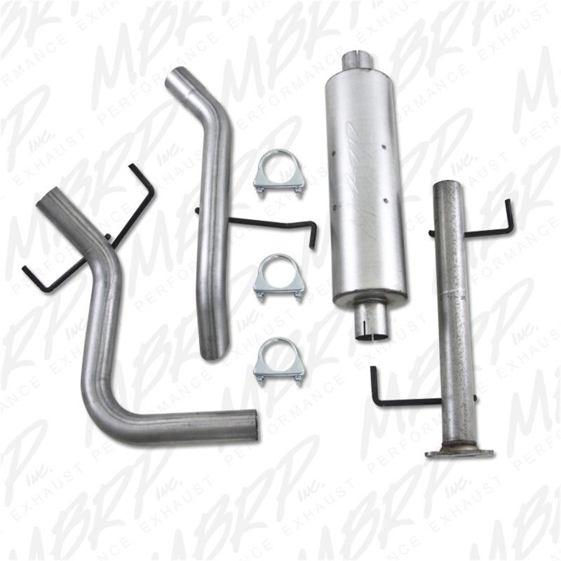 MBRP catback exhaust for 2007-2009 Toyota FJ Cruiser 4.0L V6, single rear exit off-road tail without tip, installed on vehicle.