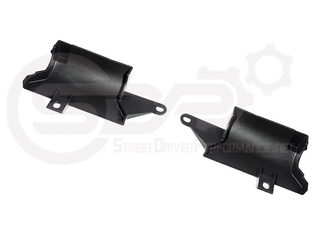 Pair of Street Driven Performance Chevrolet Corvette C8 underbody air deflector cooling duct scoops, exterior trim for improved airflow.