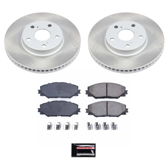 PowerStop semi-coated front brake rotor kit for 2010-2018 Toyota RAV4, performance blank brake rotors with ventilated design.