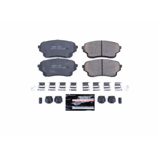 PowerStop Z23 Evolution Sport front brake pads with hardware for Suzuki XL-7 2004-2006, high-performance brake components.