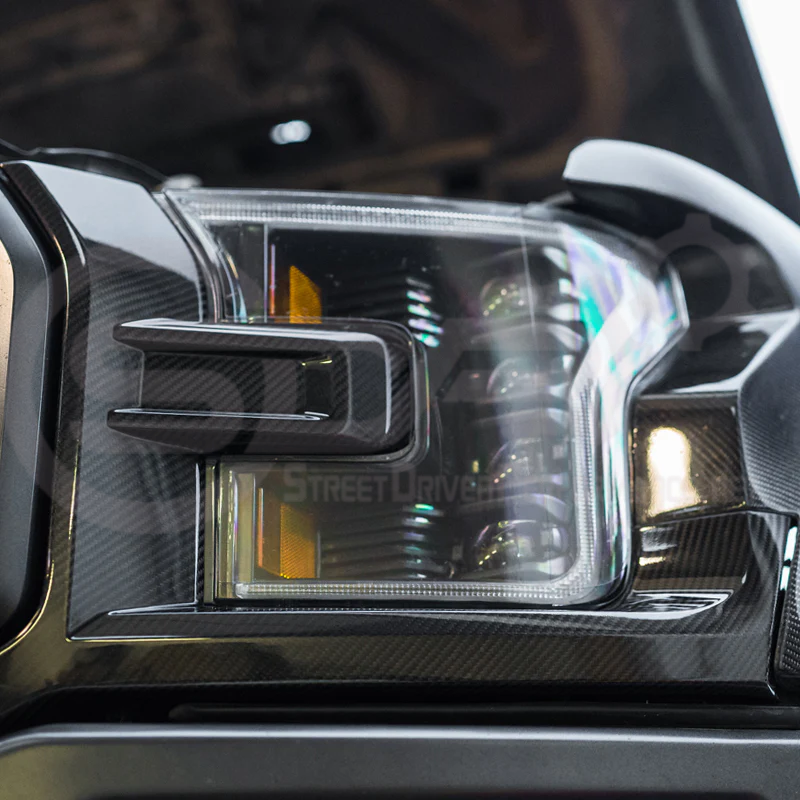 2017-2023 Ford F-150 Raptor | Factory Style CARBON FIBER Replacement Headlight Trim Pair