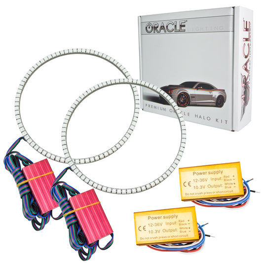 Oracle Lighting LED Waterproof Halo Kit with ColorSHIFT for Jeep Wrangler JK fog lights, featuring a simple controller for customizable lighting.