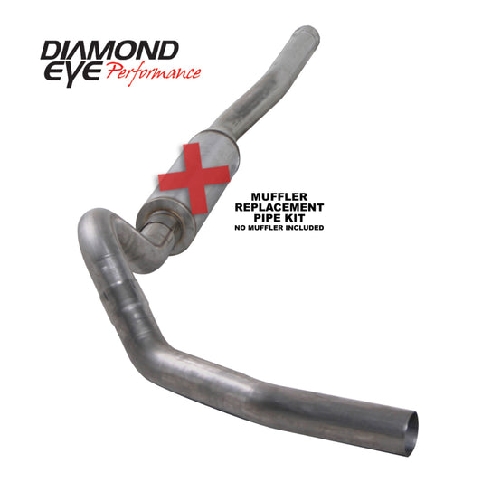 Diamond Eye Performance 4-inch catback exhaust pipe for Chevy/GMC 6.6L diesel trucks, 2006-2007.5, with single MFLR replacement pipe.