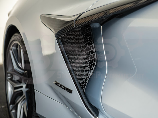 2023-Up Corvette C8 Z06 & E-Ray | Aluminum Black Rear Side Intake Mesh Grille Inserts Pair