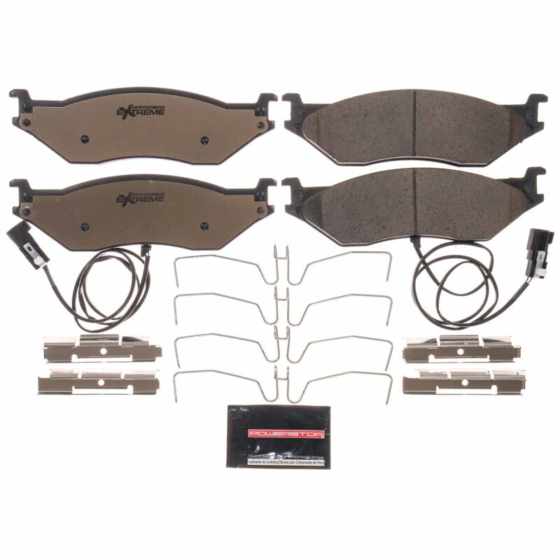 PowerStop rear Z36 brake pads with hardware installed on a Ford F-53 motorhome chassis for truck and tow performance braking.