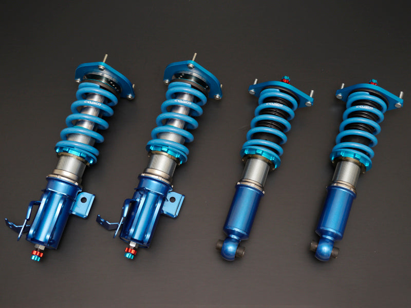 Cusco 2022+ Toyota GR86 and Subaru BRZ Sport TN-R coilovers with front 12K and rear 10K mono-tube, 24-way adjustable suspension.