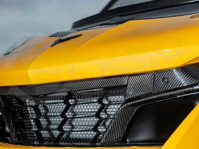 2023-Up Corvette C8 Z06 | Factory Style CARBON FIBER Front Grille License Holder Tow Trim