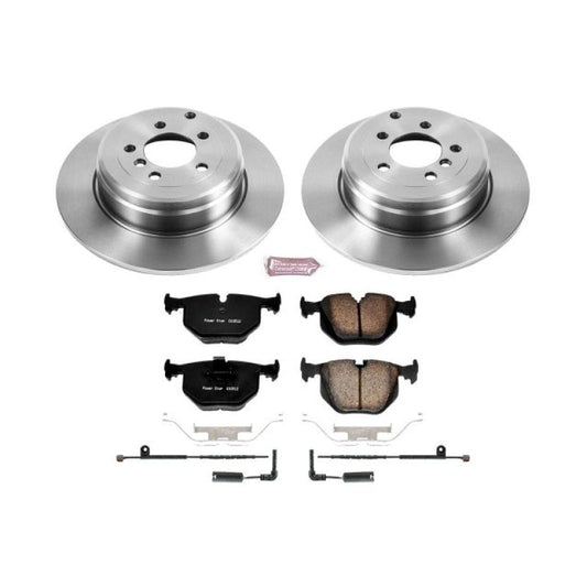 PowerStop OE rear brake kit for 2003-2005 Land Rover Range Rover, includes brake pads and hardware for reliable stopping.