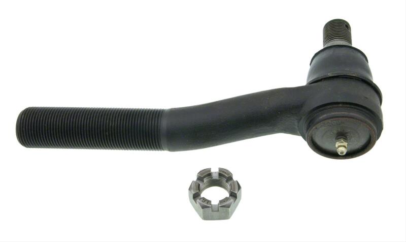Moog Spicer tie rod for vehicle steering, showing the metal rod with connecting ends and protective boots.