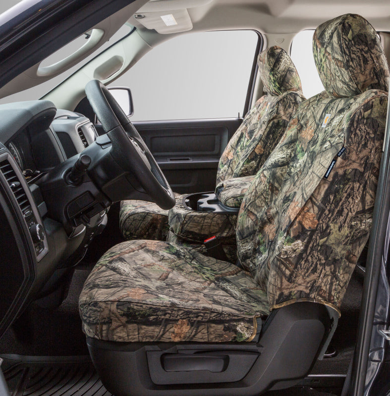 Covercraft Carhartt Camo SeatSaver front seat covers for 2007-2009 Dodge Nitro, custom fit, durable camouflage fabric.
