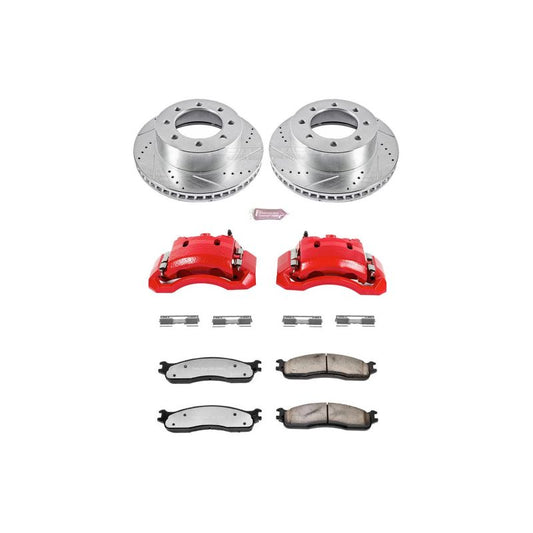 PowerStop Z36 brake calipers and truck & tow kit for Dodge Ram 1500 front suspension, high-performance brake components.
