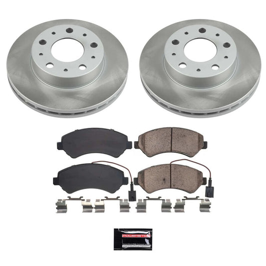 PowerStop front semi-coated rotor kit for 2014-2023 Ram ProMaster 3500, performance brake rotor set with black coating