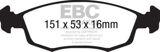 EBC Greenstuff front brake pads for Fiat 500 1.4 with ATE calipers, high-performance brake pads for enhanced stopping power.