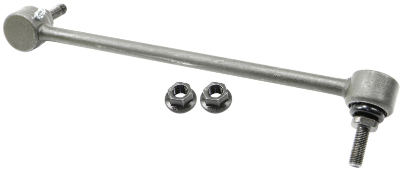 Moog Chevrolet SS front right sway bar endlink, 2014-2017, showing metal link with rubber bushings for suspension stability